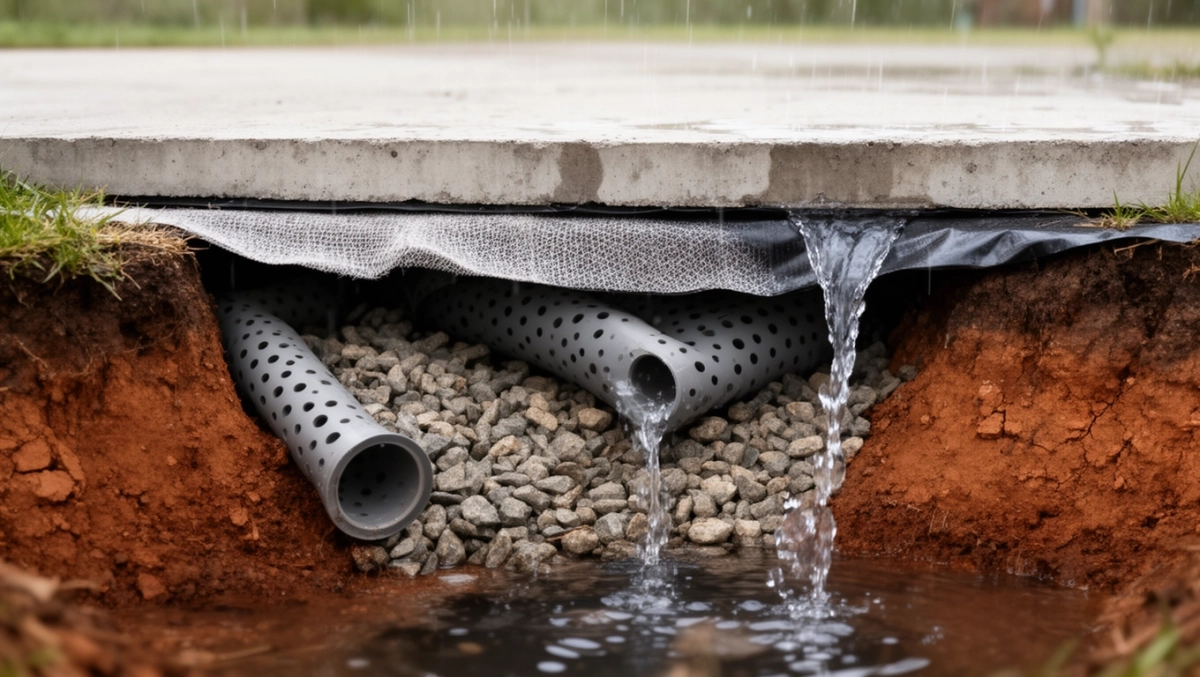 drenaż pod płytą fundamentową
